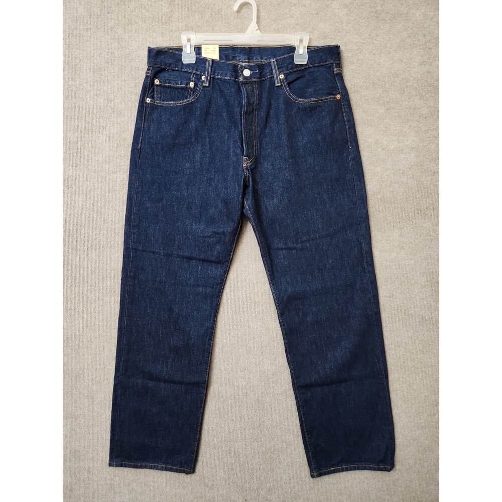 Levis 501 Original Jeans Men 36x30 Blue Dark Wash Button Fly Rigid Preshrunk NEW